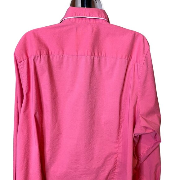 Lands End Pink Button Down Shirt White Piping Trim Plus Size 26 W u - Picture 7 of 9